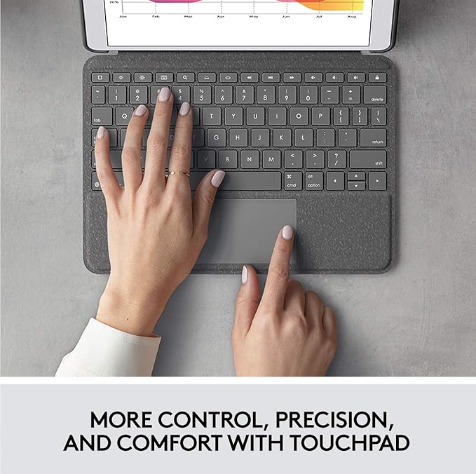 Logitech Combo Touch for iPad (7th 8th and 9th Generation) Keyboard case with trackpad Wireless Keyboard Smart Connector Technology - Graphite