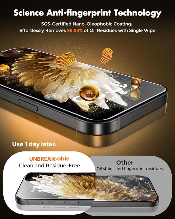 UNBREAKcable for iPhone 15 Pro Screen Protector [Quick-Installation Box] 3-Pack 9H+ Hardness Shatterproof Tempered Glass [99.99% HD Clear] [Case Friendly] [Bubble Free] for iPhone 15 Pro 6.1