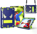 Dteck for iPad A16 Kids Case BoysCute Cartoon Spider Child Friendly Hard Kickstand Cover with Pencil Holder Shoulder Strap Shockproof Rugged Protective 10.9 10 Gen Cool CaseNavy/Green