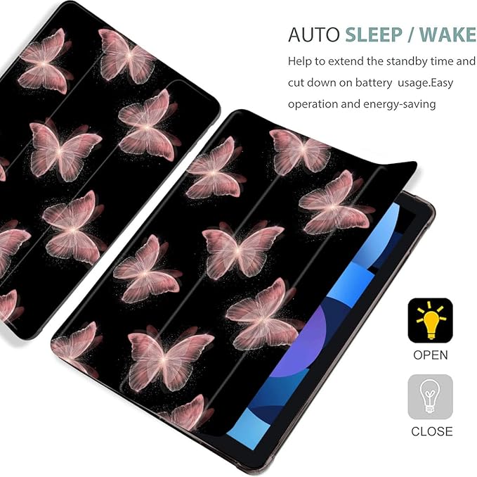 MAYCARI Butterfly Case for iPad 9.7 inch 2017/2018 with Pencil Holder Cute iPad 5th/6th Generation Protective Case with Soft TPU Back Auto Sleep/Wake Cover Slim Shell for Girls Women