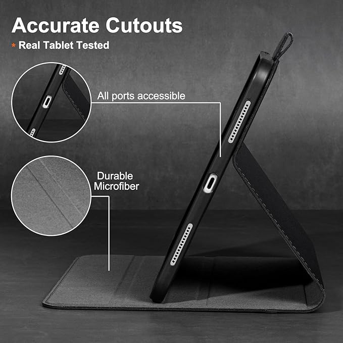 Gexmil Leather Case for iPad Pro 11 Inch (M5/M4) 2025/2024 with Magnetic Closure Adjustable StandProtective Shockproof Leather Smart Folio Cover Auto Sleep/Wake Anti-SlipCross-Hatched Black