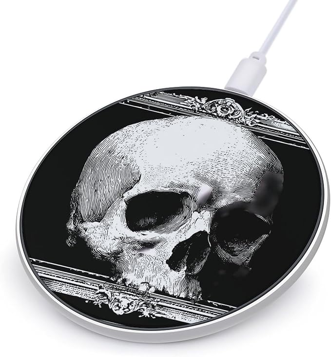 Vintage Skull with Gothic Border Phone Charger Magnetic Charging Pad Anti-Slip with USB Cable
