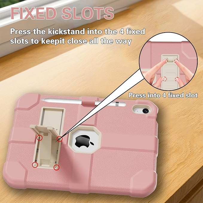 Case for iPad (A16) 11th Generation 11 Inch 2025 / iPad 10th Generation 10.9 Inch 2022 Rugged Heavy Duty Protective Cover [Built-in Pencil Holder ] for iPad 11/10 Gen (Pink)