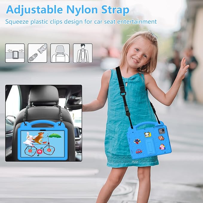 for Revvl Tab 2 Case 10.1 inch 2025 Kids EVA Tablet Cover with Strap Stand Handle for Tmobile Revvl Tab 2 5G Case Blue