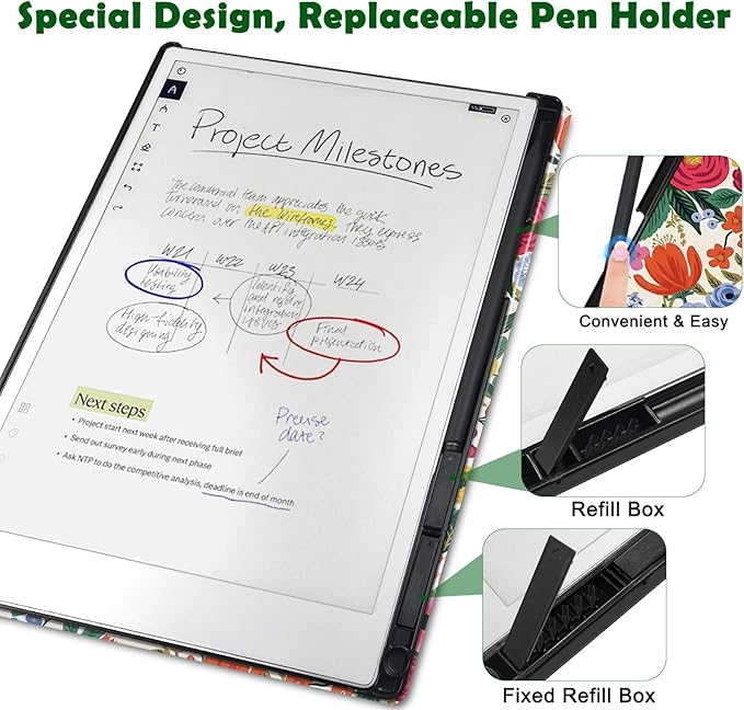 Case for Remarkable Paper Pro Tablet 11.8 (Released in 2024) Hard Back Shell Protective Book Folio Cover with Built-in Pen Holder with Auto Sleep/Wake Function.
