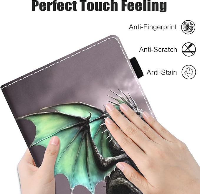 Case for All-New Kindle Fire HD 8/Fire HD 8 Plus Tablet (12th/10th Generation 2022/2020 Release) - PU Leather Stand Flip Cover with Card Slot &amp Pencil Holder Dragon