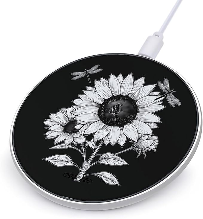 Sunflower with Dragonflies Phone Charger Magnetic Charging Pad Anti-Slip with USB Cable