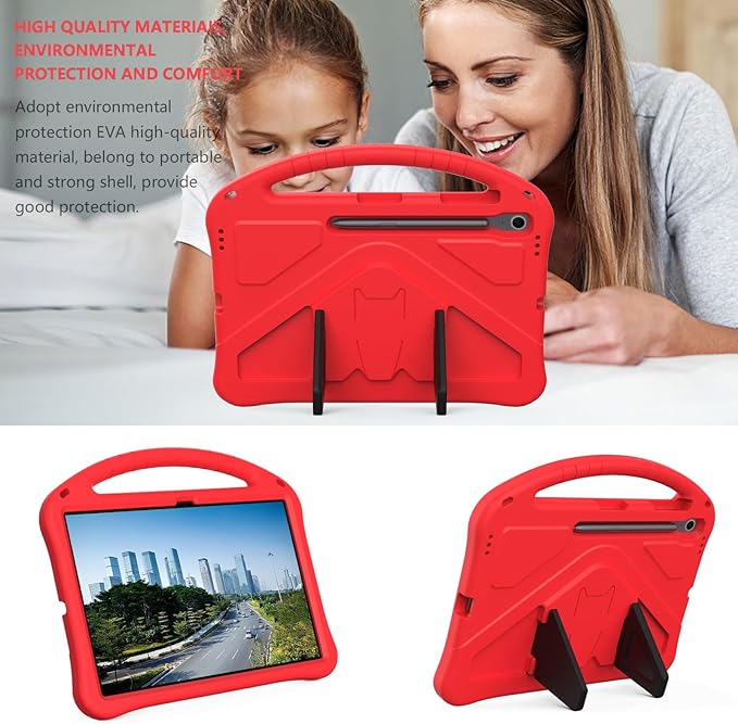 for Samsung Galaxy Tab S10 FE+ Plus Case 13.1 inch 2025 Kids EVA Shockproof Cover with Stand Handle (Red)