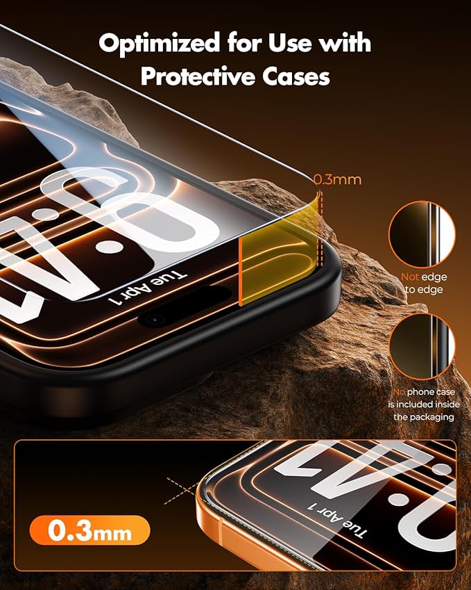 UNBREAKcable for iPhone 17 Pro Max Screen Protector [Quick-Installation Box] 3-Pack 9H+ Hardness Shatterproof Tempered Glass [99.99% HD Clear] [Case Friendly] [Bubble Free] for iPhone 17 Pro Max 6.9
