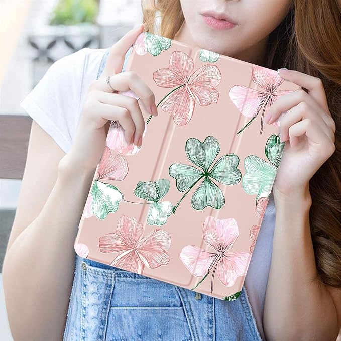 JOYLAND Flower Case for iPad 10th Generation Case 10.9 inch/iPad (A16) 11th Generation 11 Inch 2025 with Pencil Holder-Trifold Stand Protective Cover with Soft TPU BackPink