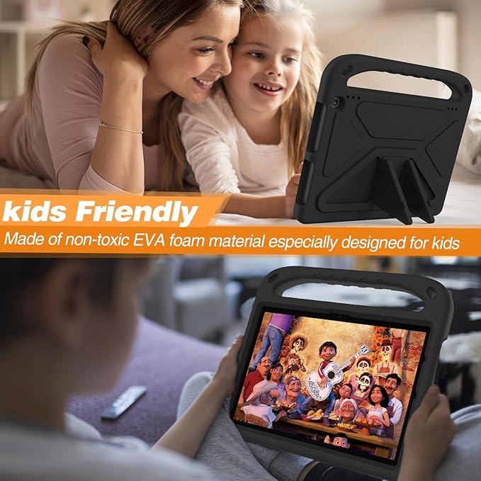 Dteck Kids Case for Fire HD 10 &amp HD 10 Plus Tablet(13th/11th Generation 2023/2021 Release)Lightweight Shockproof Kid-Proof Cover with Handle Stand for Kindle Fire HD 10 Kids Tablet 2023 2021 Bl