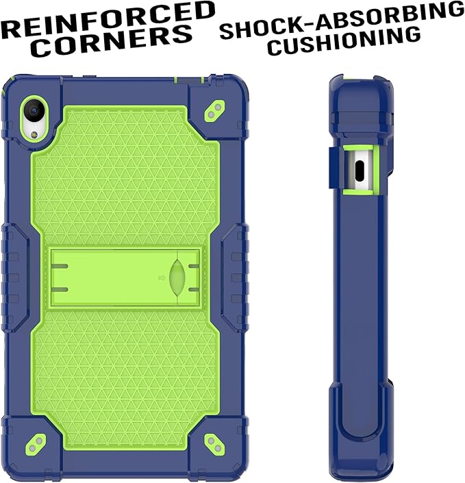 Case for Pritom Tab 10 Lite Tablet/TECLAST P26T/TECLAST P25T/Wetap M10 10.1 inch Tablet Shockproof Case Built in Kickstand Shoulder Strap with Screen Protector (Navy Blue/Green/2 PCS)