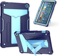Case for Amazon Fire HD 10 Tablet 10.1 Inch Display (13th Generation 2023 Released) - Heavy Duty Hybrid Kickstand Case Cover + 1 Screen Protector and 1 Random Stylus (Navy Blue/Blue)