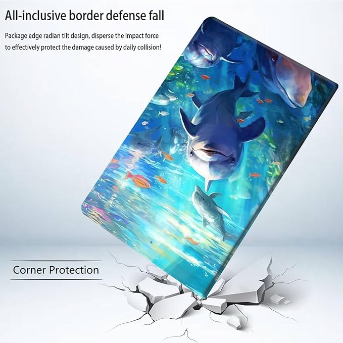 Bxgolkgd Tablet Case for 6.8 Kindle Paperwhite (11th Generation-2021) &amp Kindle Paperwhite Signature EditionAuto Wake/Sleep FunctionCute Dolphin