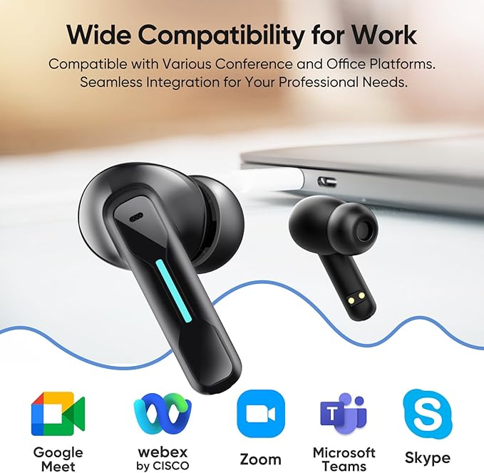 Middle Rabbit SW4 USB Wireless Earbuds for PC and Laptop: Bluetooth Headphones with 2.4GHz Dongle for Work Wireless Headset for Work with Microphone Earphones with Mic for Computer Desktop