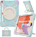 PEPKOO Triple Shockproof Case for iPad 9th/8th/7th Generation 10.2 inch 2021/2020/2019 Air 3rd Generation 10.5” Rugged Kid Cover with Pencil Holder/Handle Kickstand/Shoulder Strap Colorful Blue
