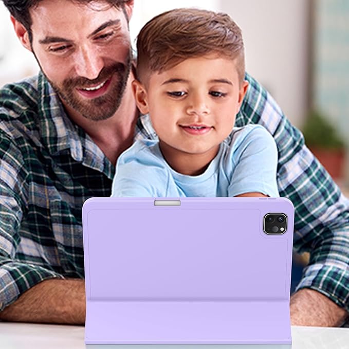 ZryXal iPad Pro 11 Inch Case (M5) 2025/ (M4) 2024 (Model: A2836/A2837/A3006) Trifold Stand Smart Cover with Pencil Holder and Soft TPU Back Auto Wake/Sleep (New Clove Purple)