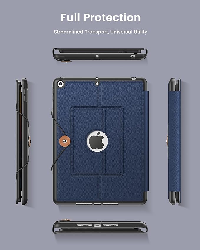 INFILAND Keyboard Case for iPad 9th/8th/7th Generation 10.2 Inch 7-Color Backlight &amp High Precision Trackpad Slim Detachable Folder Style Keyboard Case with Pencil Holder (04-Navy)