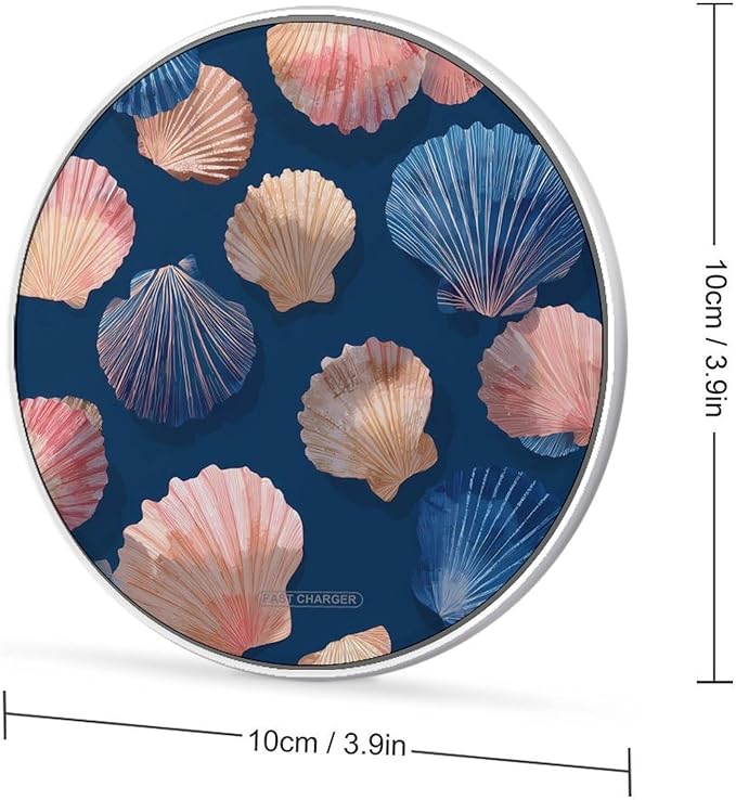 Seashells Scallops Phone Charger Magnetic Charging Pad Anti-Slip with USB Cable