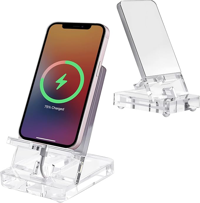 Removable Acrylic Desktop Cell Phone Holder with Flat Mirror (White)