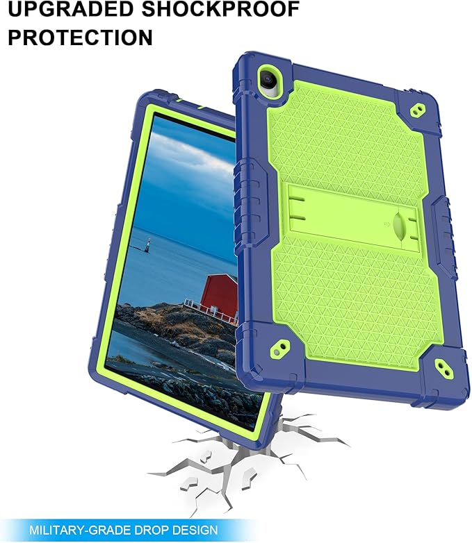 Deomoil for Urao C107/Jeazans OC101/C107 10.1 inch Tablet Hybird Case with Stand with 2 PCS Screen Protector for HiGrace C107/ZOFYWNAS C107/Freeski C107/Pswarfd 10.1 inch Tablet (Navy Green/Blue)