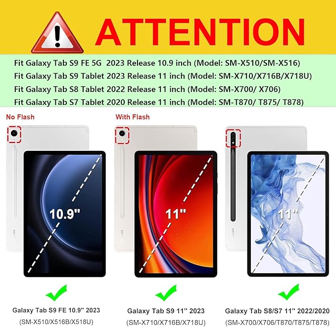 Kids Case for Samsung Galaxy Tab S9 FE 5G 10.9 Inch/Tab S9 11 Inch 2023 &amp Tab S8/Tab S7 11 2022/2020 (SM-X510/X710/X700/T870) with S-Pen Holder/Stand/Handle Soft EVA Shockproof Cover Blue