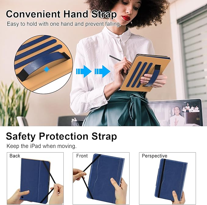 Grifobes Case 8/8 Plus [Only for 2024/2022/2020 Released 12th/10th Generation] Premium PU Leather Folio Stand Smart Auto Wake/Sleep Cover with Built-in Stylus Holder/Pocket Royal Blue