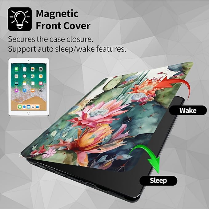 Case for Amazon Kindle Fire Max 11 Case (13th Generation 2023 Release) 11360 Degree Rotating Swivel Stand Protective Cover for Amazon Kindle Fire Max 11 2023Cactus and Flowers
