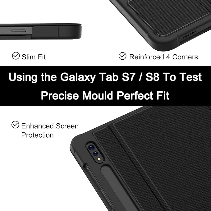 Soke Case for Samsung Tab S8 2022 &amp S7 2020 -Premium Shock Proof Stand Folio Case Multi- Viewing Angles Hard PC Back Cover for Galaxy Tab S8 11 inch Tablet [SM-X700/X706/T870/T875/T878] Black