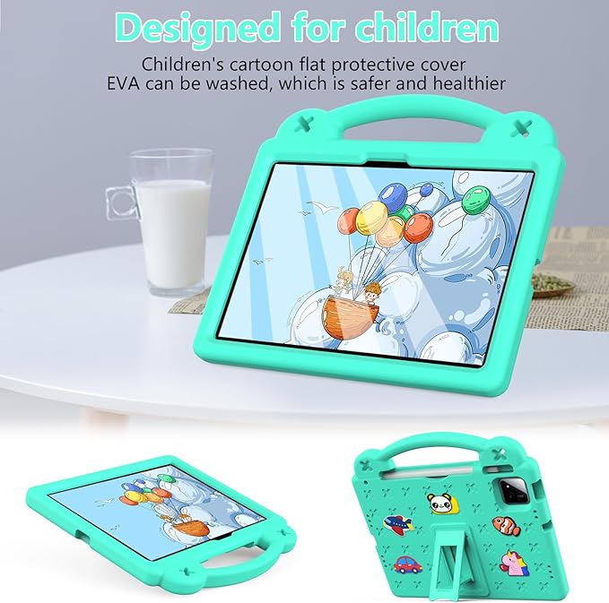 Compatible with Xiaomi Pad 7/Xiaomi Pad 7 Pro 11.2 inch 2024/Xiaomi Pad 8 2025 11.2 inch Tablet Case Kids Friendly Universal Protective Case with Shoulder Strap &amp Stand Handle Mint Green
