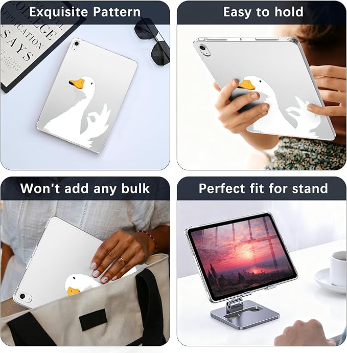 for iPad Pro 11(M4) 2024 5th GenNot Okay Goose Crystal Clear CaseSlim Lightweight Anti-Scratch Soft TPU Bumper Hard Acrylic Back Cover for Women
