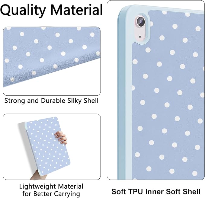White Polka Dots Sky Blue