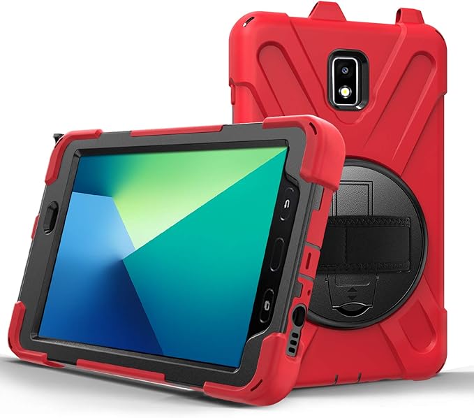 Case for Samsung Galaxy Tab Active 2 8.0 T390 T395 T397 Military Grade [15 ft Drop Tested] Full-Body Shockproof Protective Cover with 360° Rotation Stand Hand Strap &amp Pencil Holder