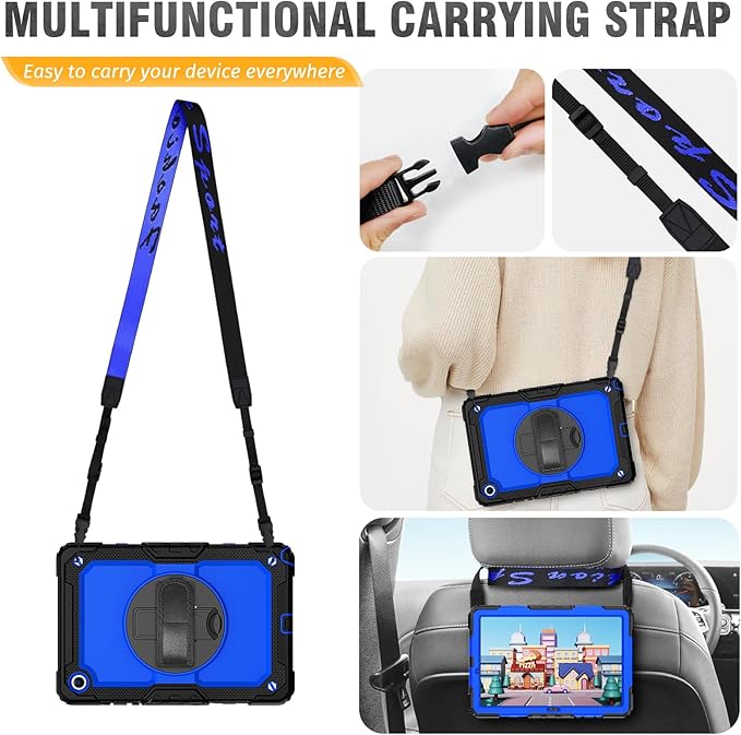 HXCASEAC Case for Samsung Galaxy Tab A11+ Plus 11 Inch Protective with Screen Protector/Hand Strap/Pen Holder Sturdy Shockproof for Samsung A11 Plus Tablet Case 5G SM-X230 SM-X236 SM-X238U - Blue
