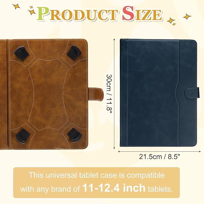 Tablet Case (11.8 x 8.5 Inch) - PU Leather Folio Standing Protective Case Universal Protective Cover Case for 11-12.4 Inch Tablet Blue