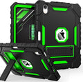 Grifobes Case for iPad mini 7 (A17 Pro) 2024 / Mini 6 2021 8.3 inch Heavy Duty Shockproof Rugged Cover with Pencil Holder Stand for I Pad Mini 7th/6th Gen 8.3 Case (Black+Green)