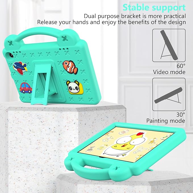 Compatible with Lenovo Tab M10(3rd Gen) 10.1(2022)/Huawei MatePad T 10s 10.1/MatePad T 10 9.7/MatePad SE 10.1(2022)/Honor Pad X8/Pad X8 Lite Tablet Case Strap for Girl Kid Gift - Mint Green