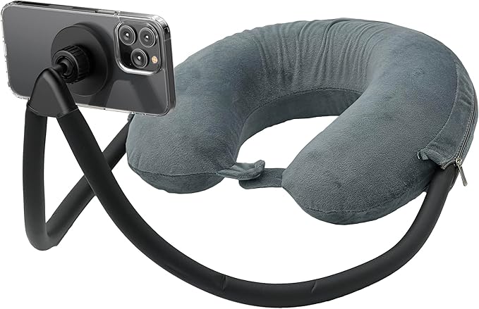 ENCASED Neck Pillow Phone Holder for iPhone - Magnetic Gooseneck Arm Perfect for Laying in Bed/Car/Couch or Travel - Ultra Comfortable Memory Foam for Kids and Adults (Compatible with MagSafe)