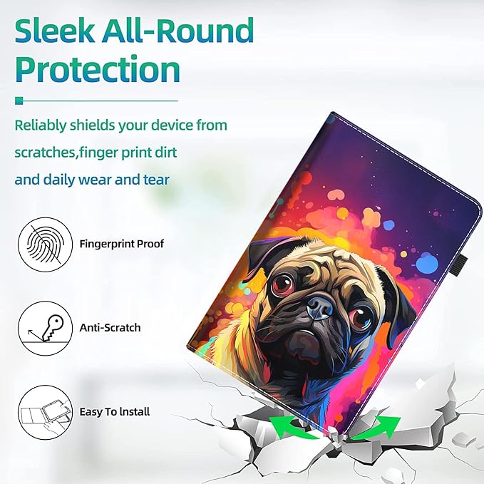 Case for All-New Amazon Kindle Fire HD 10 and Fire HD 10 Plus Tablet (13th/11th Generation 2023/2021 Release) 10.1 Slim Folding Stand Cover with Auto Wake/Sleep Colorful Cute Bulldog