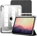 kenke Hybrid Case for iPad Air 11 Inch (M3) 2025 / (M2) 2024 iPad Air 5th/4th Gen 2022/2020 10.9 Inch with Pencil Holder Detachable Cover with Clear Hard Back Shell Auto Sleep/Wake Black