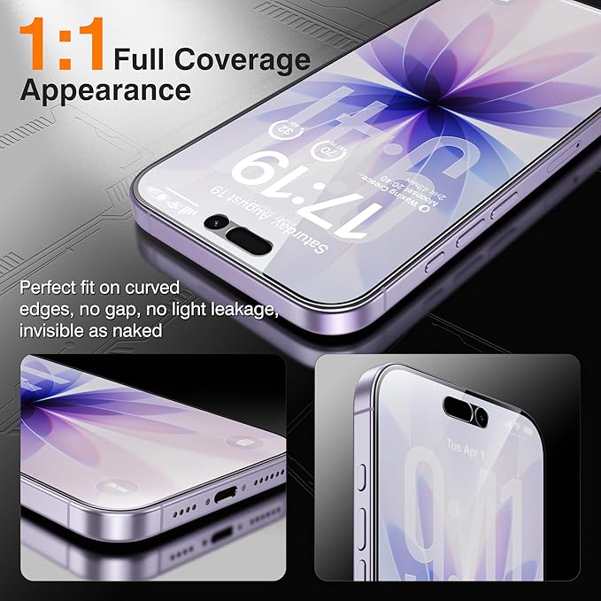 EZ-GLAZ- 4 Pack for iPhone 17 Privacy Screen Protector [6.3] With 2 Pack Camera Lens Protector 9H+ Hardness 12FT Military Grade Shatterproof Scratch Resistant Durable Tempered Glass Film with Flawle