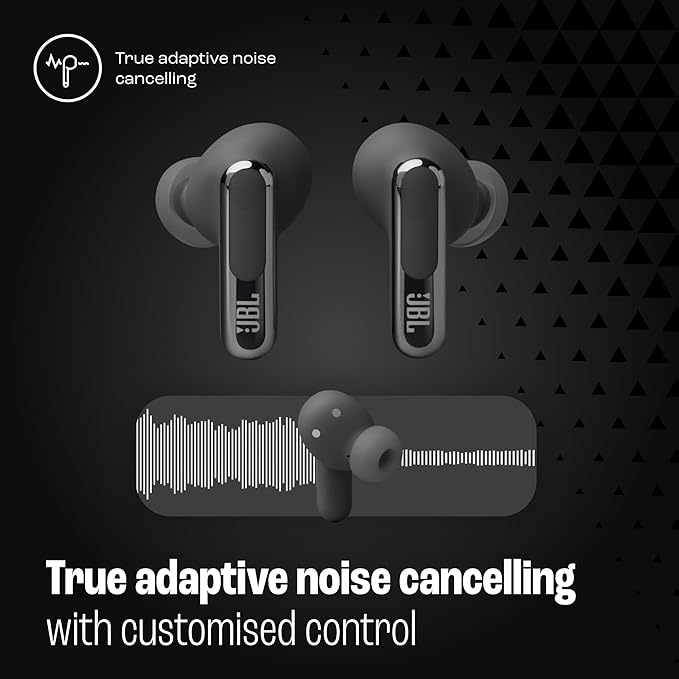 JBL Live Beam 3 - True Wireless Noise-Cancelling Stick-Closed Earbuds 48Hrs Total Playback Wireless Charging 6 Mics for Perfect Calls Multi-Point Connection IP55 Waterproof and dustproof (Black)