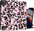 Mektron Case for M5/ M4 iPad Pro 11 inch 2025/2024 with Pencil Holder Compatible Models: A3357/A3358/A3359/A2836/A2837/A3006 Tablet Cover with Soft TPU Back Cover Leopard Pink Butterfly