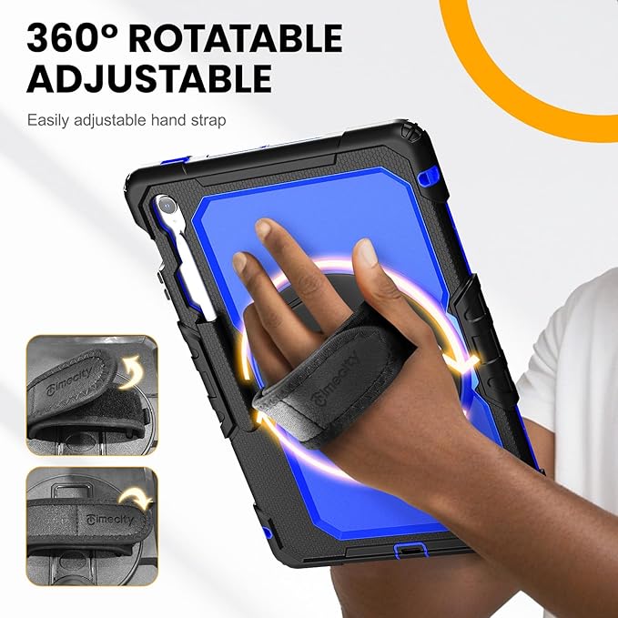 Timecity Case for Samsung Galaxy Tab S10 FE+/ S10 FE Plus 5G 2025 Protective 13.1 inch Tablet Shockproof Heavy Duty Cover with S Pen Holder Kickstand Screen Protector Hand &amp Shoulder Strap Bl