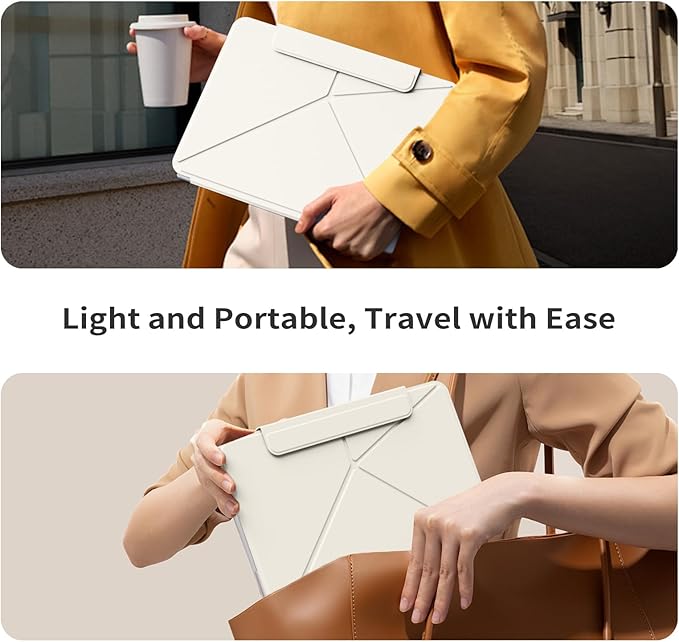 kenke Case for iPad Air 11 Inch M4/M3/M2 (2026/2025/2024) iPad Air 5th/4th Generation 10.9 Inch (2022/2020) with Clasp Slim Multi Angle Stand Cover with Pencil Holder Magnetic Back Cream White