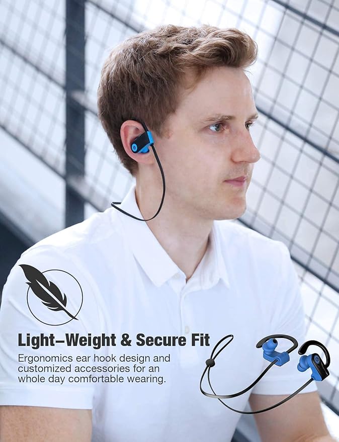 Bluetooth Headphones Otium Wireless Sports Earbuds Waterproof IPX7 w/Mic HD Stereo in-Ear Earphones Case Fast Pairing Gym Running Workout 10 Hrs Battery Noise Cancelling Headsets