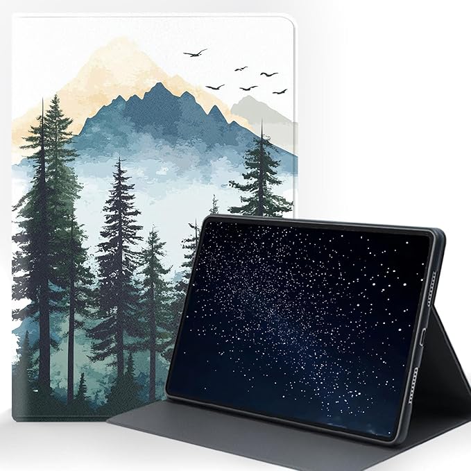 Case for iPad 10.2 Case (9th/8th/7th Gen) Protective Tablet Cover with Adjustable Stand and Magnetic Auto Wake/SleepWatercolor Forest Mountains
