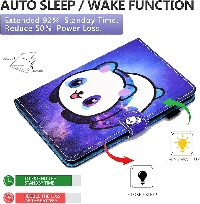 Dteck Case for All-New Fire HD 10 &amp HD 10 Plus Tablet (2021 Release 11th Generation) - Slim Lightweight Folio Stand Premium PU Leather Protective Smart Cover with Auto Wake Sleep Galaxy Panda