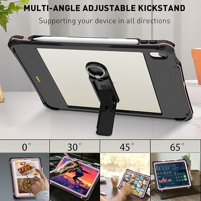 for iPad Air 11 Inch Case M2 iPad Air 6th/5th/4th Gen Case (2024/2022/2020) 10.9 Inch Shockproof Waterproof Cover Adjustable Kickstand/Pencil Holde with Built-in Screen Protector Purple