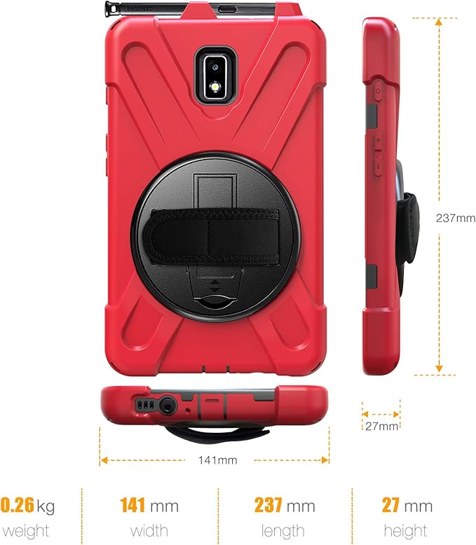 Case for Samsung Galaxy Tab Active 2 8.0 T390 T395 T397 Military Grade [15 ft Drop Tested] Full-Body Shockproof Protective Cover with 360° Rotation Stand Hand Strap &amp Pencil Holder